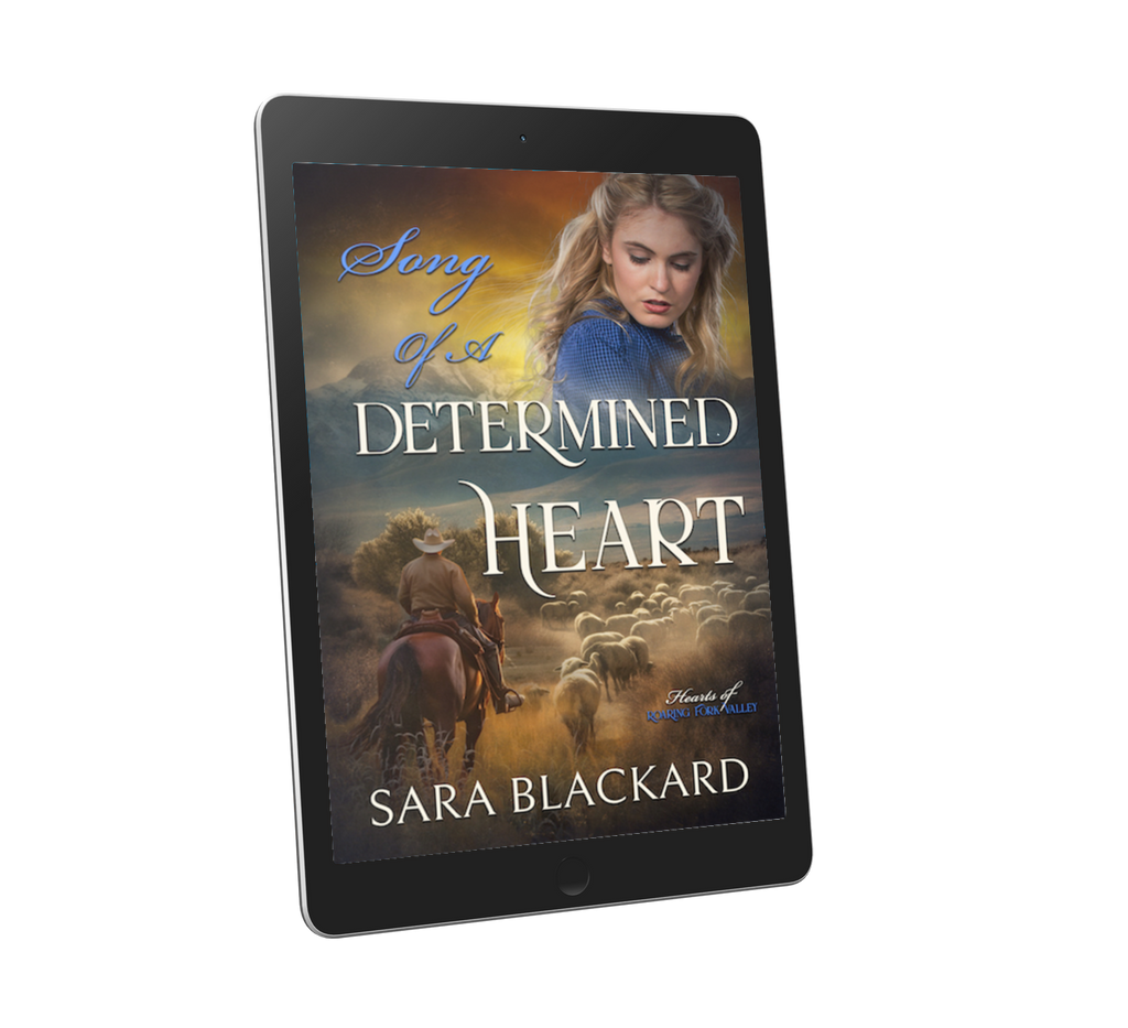 Book cover for Song of a Determined Heart by Sara Blackard, clean romantic suspense ebook in Hearts of Roaring Fork Valley