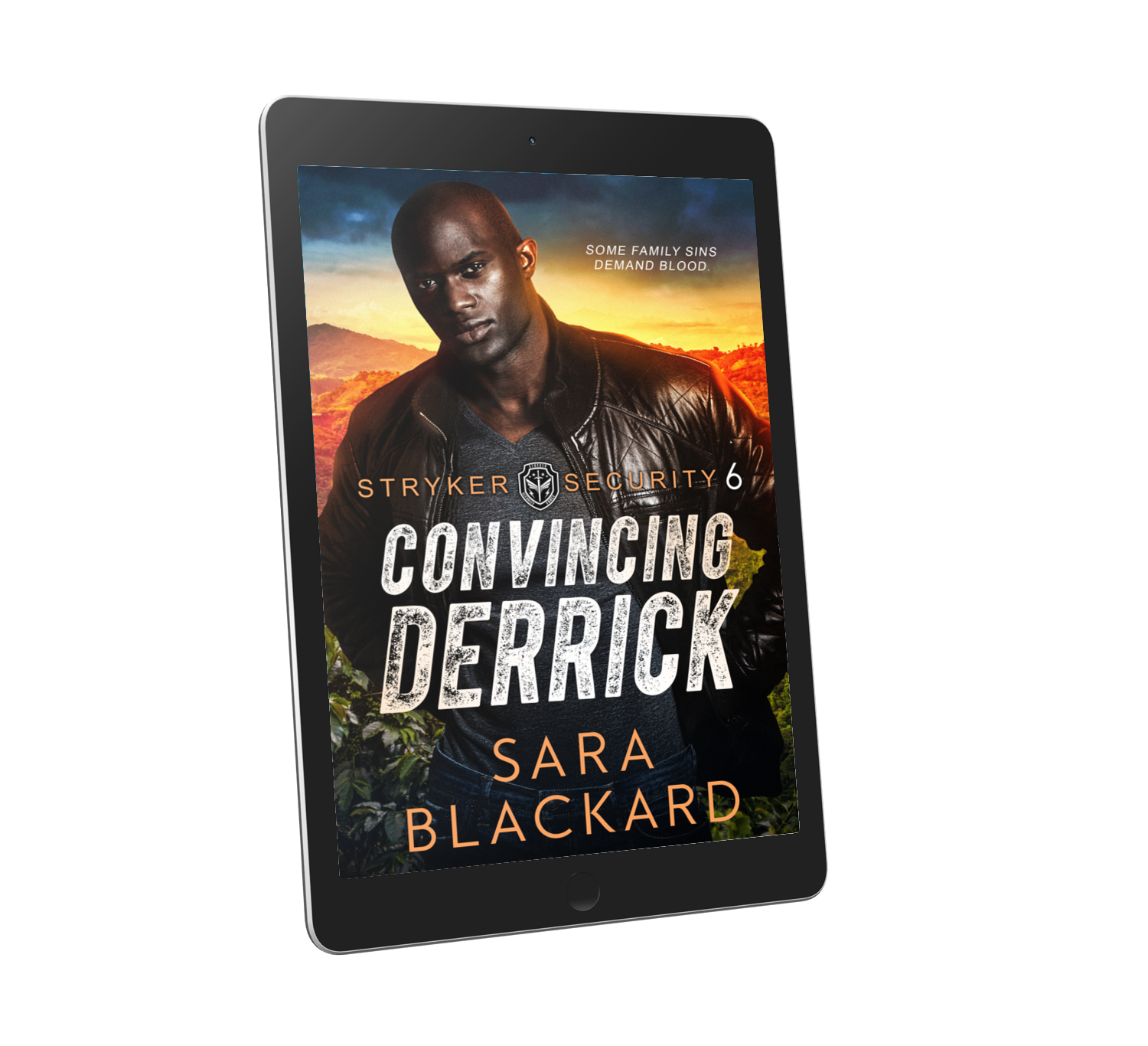 Book cover for Convincing Derrick by Sara Blackard, clean romantic suspense ebook in Stryker Security Force